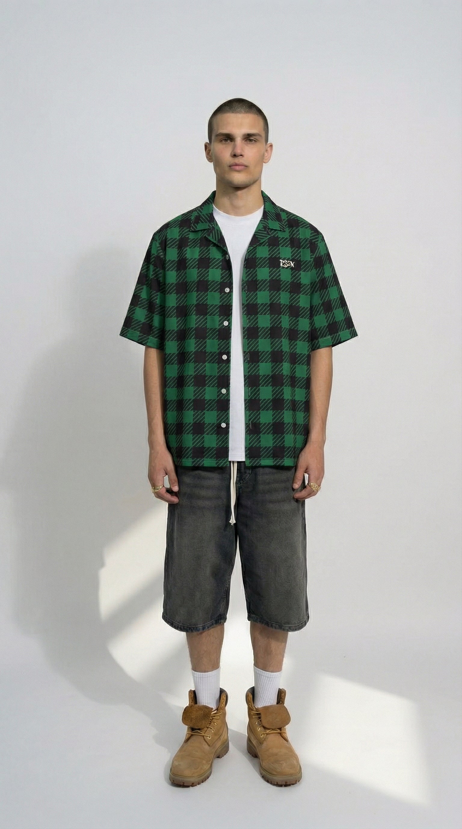 Green Patten Button Shirt